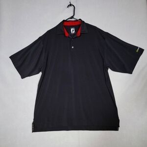Footjoy Mens ProDry Lisle Black Polo Embroidered Sleeve Size Large